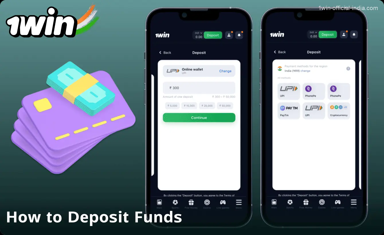 How to top up your account in the 1Win app in India