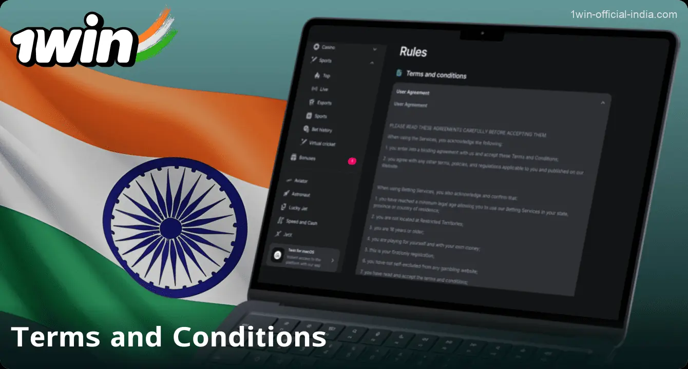 Terms and conditions of 1win India casino